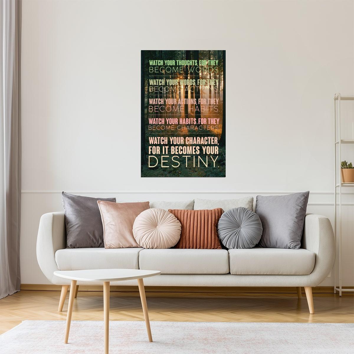 Watch Your Thoughts | Motivational Poster (Forest Background)