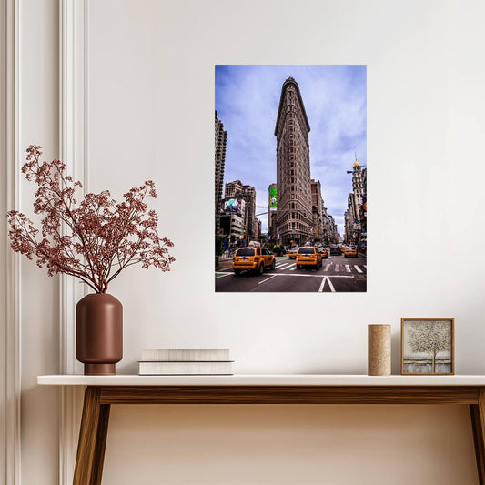 Taxi Cabs Near the Flatiron Building | New York City Photography | Urban Street Scene Poster - Photography Poster
