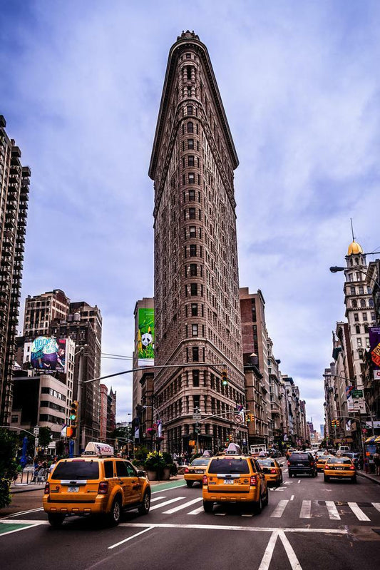 Taxi Cabs Near the Flatiron Building | New York City Photography | Urban Street Scene Poster - Photography Poster