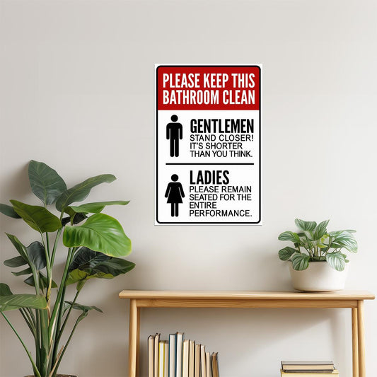 Funny Bathroom Rules Poster | Gentlemen Stand Closer | Restroom Wall Decor
