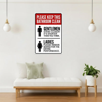 Funny Bathroom Rules Poster | Gentlemen Stand Closer | Restroom Wall Decor