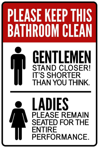 Funny Bathroom Rules Poster | Gentlemen Stand Closer | Restroom Wall Decor