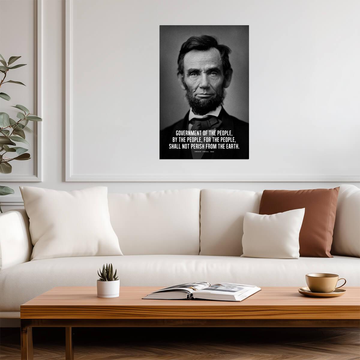 Abraham Lincoln Government of the People Quote | Presidential Portrait Poster | American History Wall Art - Type & Quotes Poster