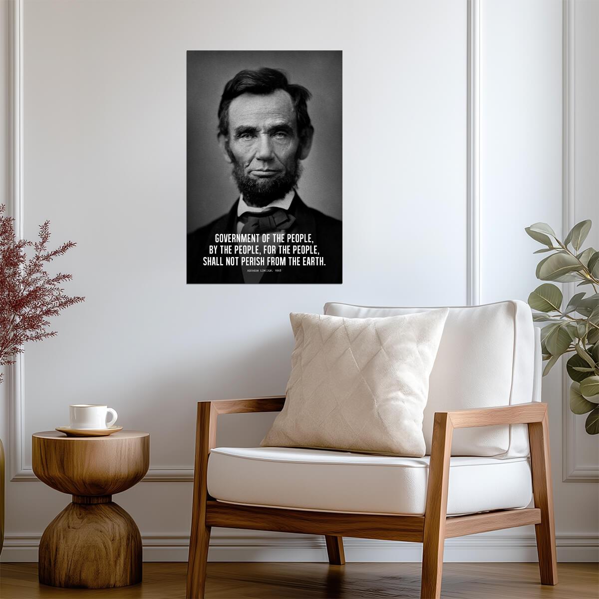 Abraham Lincoln Government of the People Quote | Presidential Portrait Poster | American History Wall Art - Type & Quotes Poster
