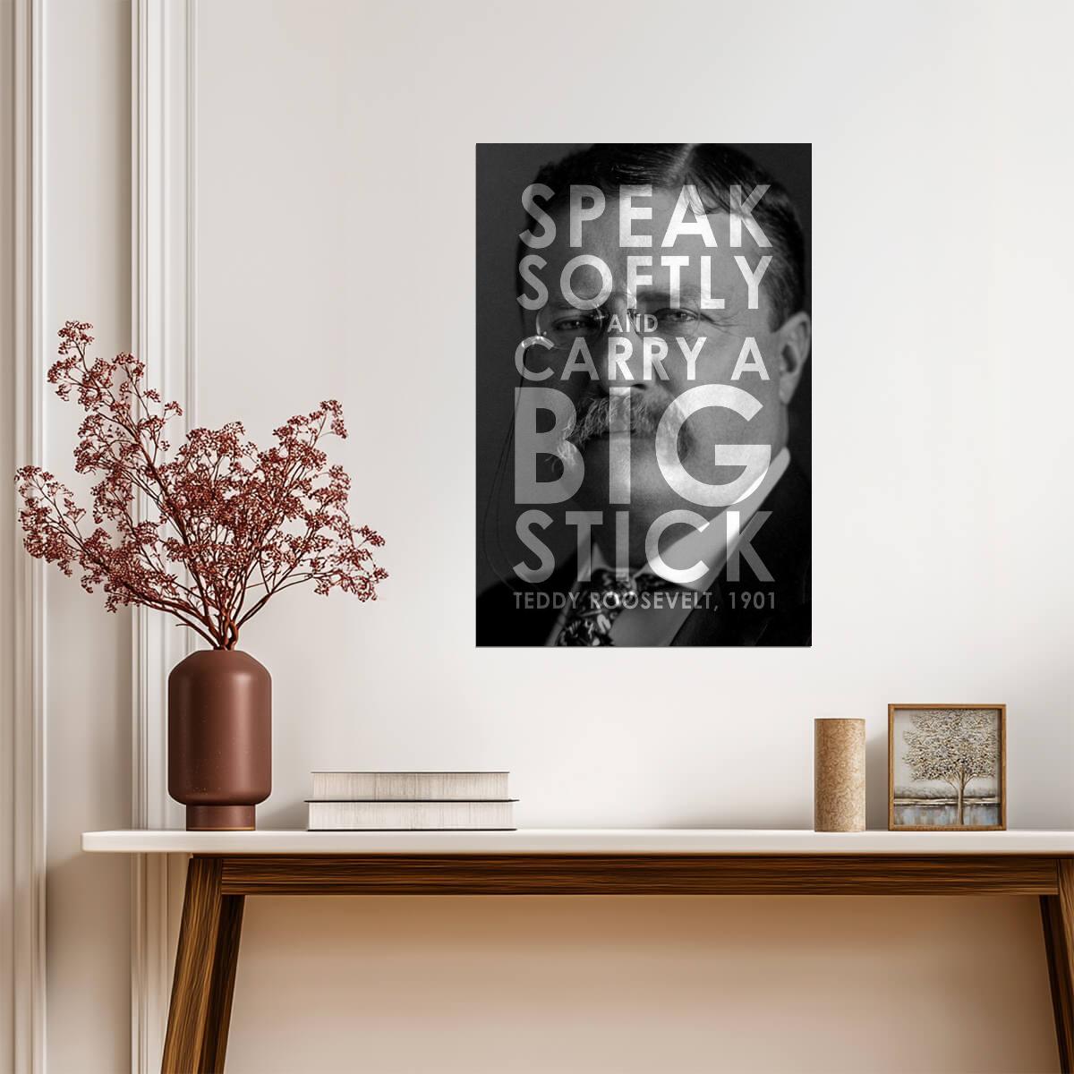 Speak Softly and Carry a Big Stick | Theodore Roosevelt Quote Poster | Presidential Wisdom Wall Art - Type & Quotes Poster