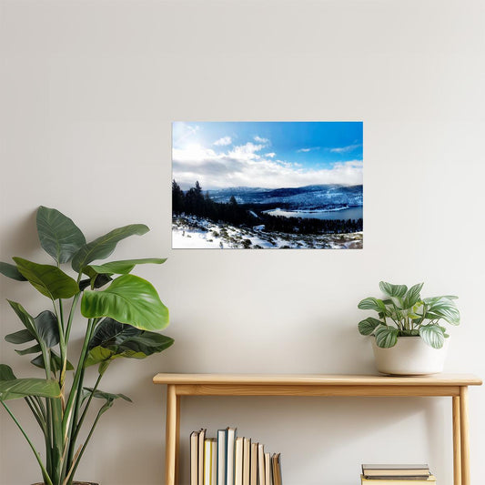 Winter at Donner Lake Poster | Tahoe Snowy Mountain Photography | Landscape Wall Art