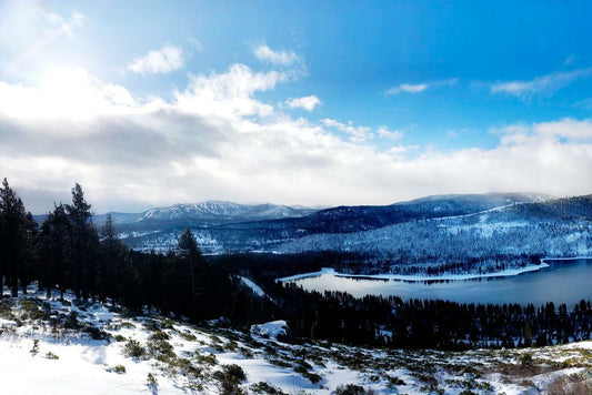 Winter at Donner Lake Poster | Tahoe Snowy Mountain Photography | Landscape Wall Art