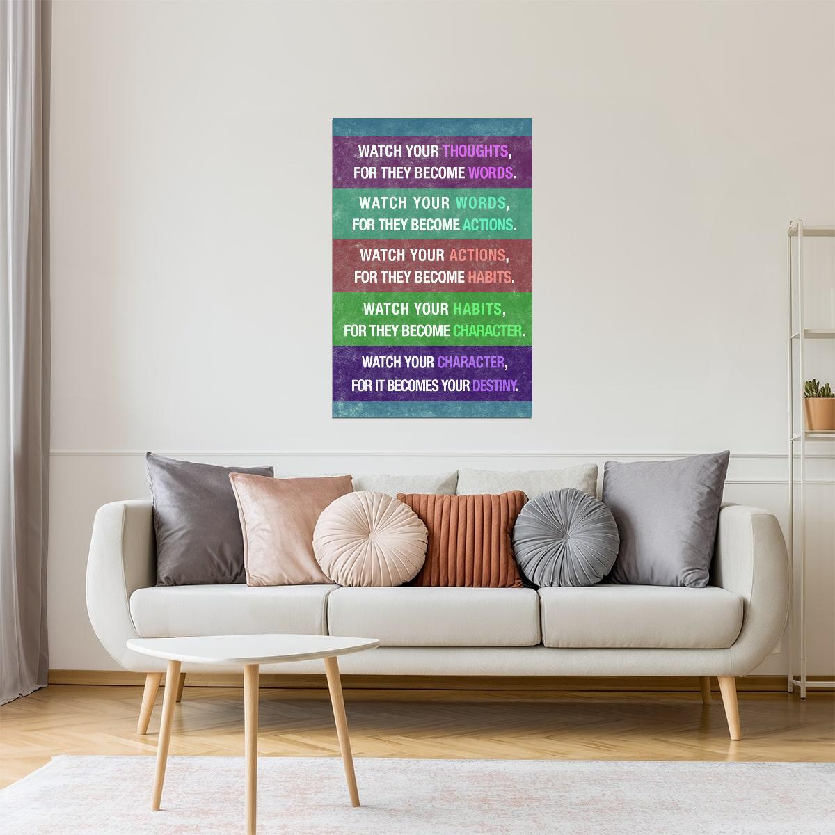 Watch Your Thoughts | Motivational Poster (Rainbow Text)