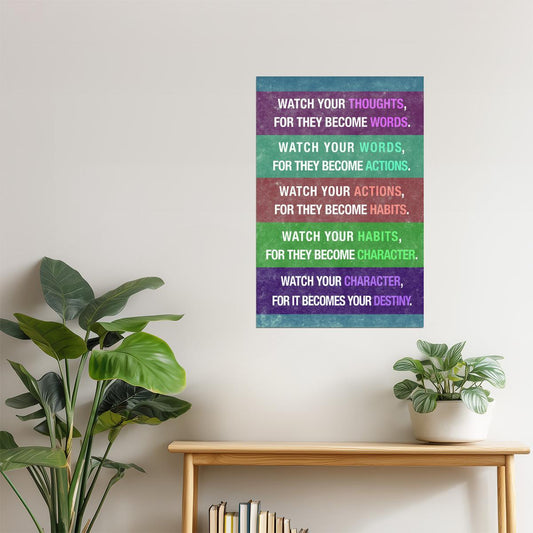 Watch Your Thoughts | Motivational Poster (Rainbow Text)