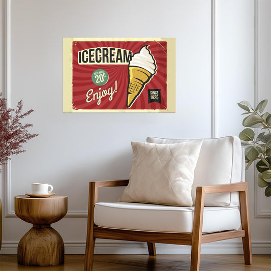 Vintage Ice Cream Advertisement | Retro Kitchen & Diner Poster | "Enjoy Since 1925" Art - Graphic & Art Poster