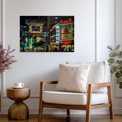 Neon Lights of Yokohama Chinatown | Urban Photography Print | Japan Nightlife Poster