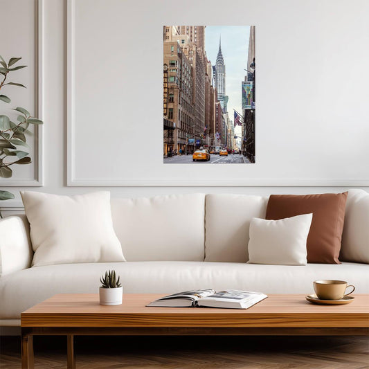 New York City Street View with Art Deco Skyscraper | Urban Photography | Manhattan Cityscape Poster - Photography Poster