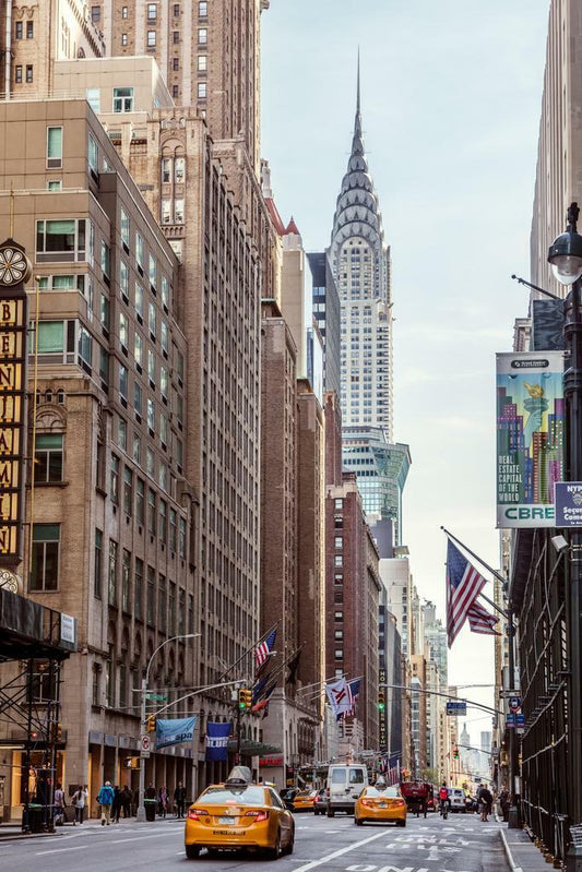 New York City Street View with Art Deco Skyscraper | Urban Photography | Manhattan Cityscape Poster - Photography Poster