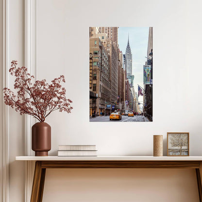 New York City Street View with Art Deco Skyscraper | Urban Photography | Manhattan Cityscape Poster - Photography Poster