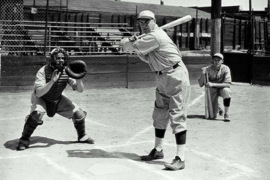 Vintage Baseball Practice | Black and White Photography | Retro Sports Scene Poster - Sports Poster