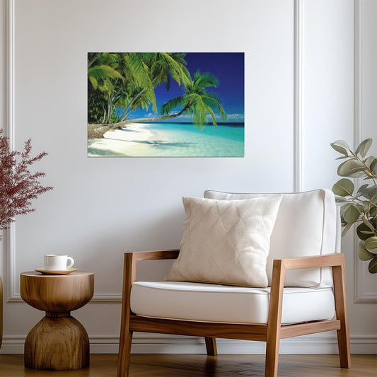 Tropical Beach in the Maldives | Polynesian Seascape Photography | Paradise Wall Art Poster - Photography Poster