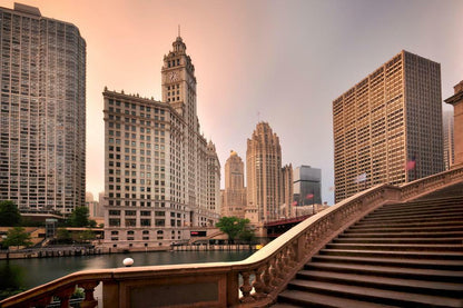 Sunrise Over the Wrigley Building in Chicago | Magnificent Mile Photography | Cityscape Poster - Photography Poster