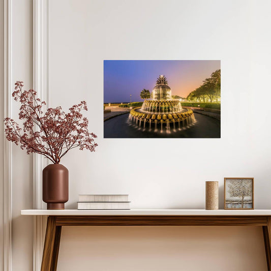 Pineapple Fountain at Waterfront Park | Charleston South Carolina | City Landmark Poster - Photography Poster