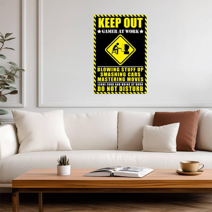 Keep Out Gamer At Work | Funny Warning Sign Poster | Gaming Room Door Decor - Type & Quotes Poster