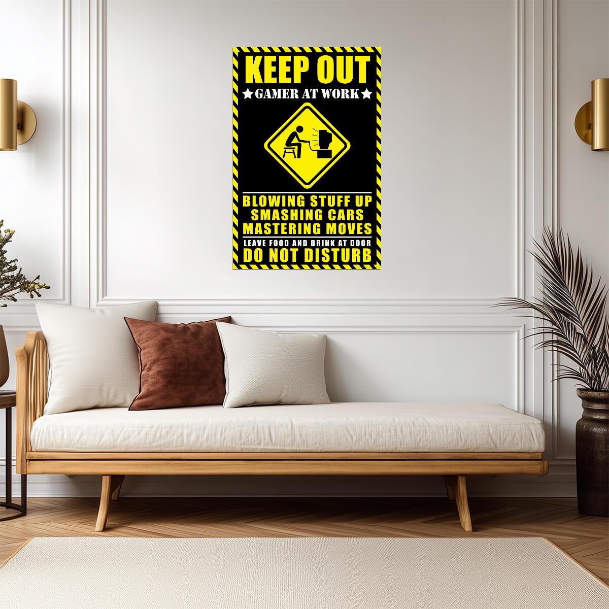 Keep Out Gamer At Work | Funny Warning Sign Poster | Gaming Room Door Decor - Type & Quotes Poster