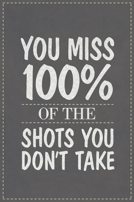 You Miss 100% of the Shots You Don’t Take | Motivational Quote Poster