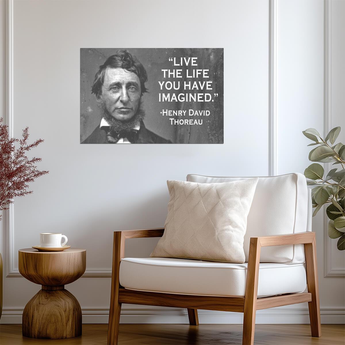 Live The Life You Have Imagined | Henry David Thoreau Quote Poster | Transcendentalist Literary Art - Type & Quotes Poster