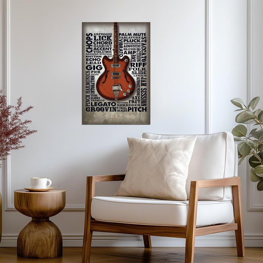 Guitar Riffs Themed Word Cloud | Music Typography Poster | Wall Art for Guitarists - Music Poster