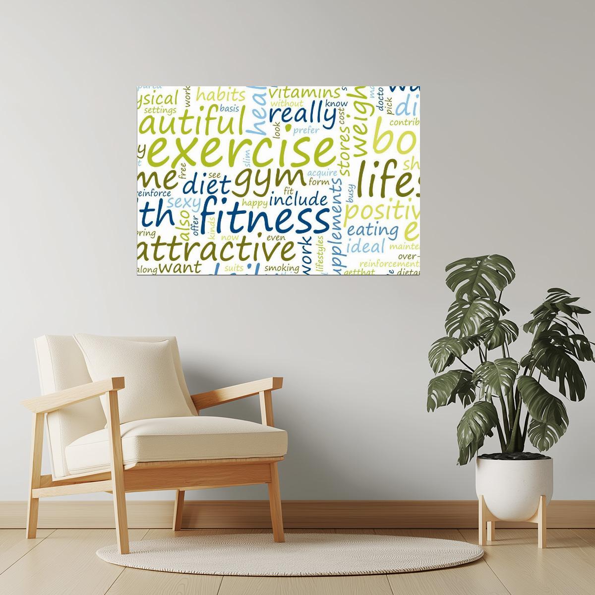 Exercise and Fitness | Blue and Green Motivational Poster