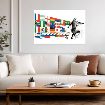 Soccer National Team Flags | International Football Art | Sports Fan Poster