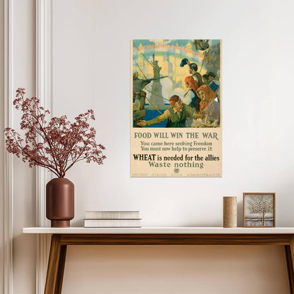"Food Will Win The War" | WWI Wheat Conservation Poster | Vintage Propaganda Art - Vintage & Retro Poster
