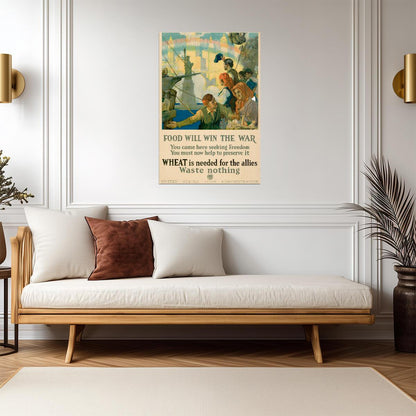 "Food Will Win The War" | WWI Wheat Conservation Poster | Vintage Propaganda Art - Vintage & Retro Poster