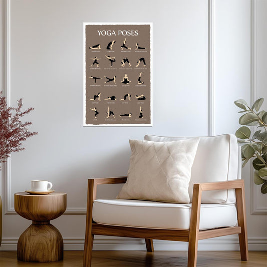 Yoga Poses Reference Chart | Asana Guide Poster | Studio & Home Gym Wall Art - Type & Quotes Poster