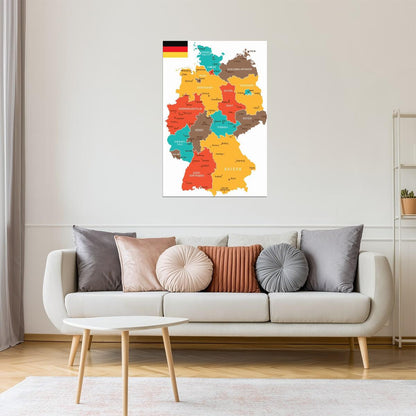 Germany Map | Colorful Geographical Map of Regions Poster