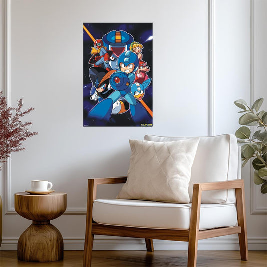 Mega Man in Space | Retro Gaming Poster | 8-Bit Video Game Art - Video Games Poster