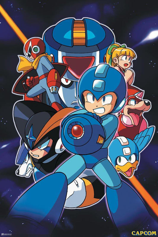 Mega Man in Space | Retro Gaming Poster | 8-Bit Video Game Art - Video Games Poster