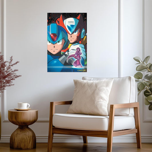 Mega Man Faces | Retro Gaming Poster | 8-Bit Video Game Art - Video Games Poster