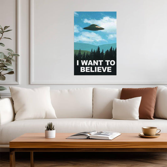 The X-Files "I Want To Believe" | Sci-Fi Art Print | UFO TV Show Poster