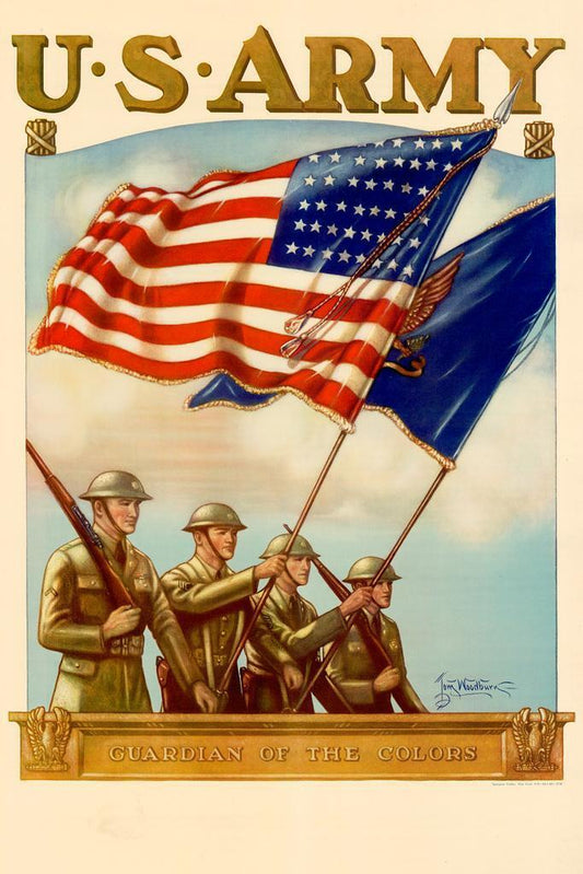"U.S. Army Guardian Of The Colors" | Vintage Recruitment Poster | Patriotic Propaganda Art - Vintage & Retro Poster