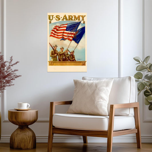 "U.S. Army Guardian Of The Colors" | Vintage Recruitment Poster | Patriotic Propaganda Art - Vintage & Retro Poster