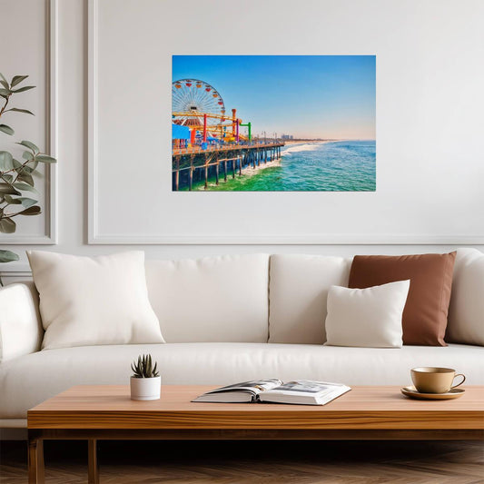 Santa Monica Pier Ferris Wheel | Amusement Park Photography | California Landmark Poster - Photography Poster