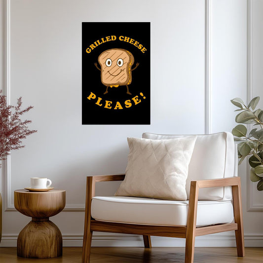 "Grilled Cheese Please" | Funny Food Quote | Kitchen & Diner Wall Art Poster - Type & Quotes Poster