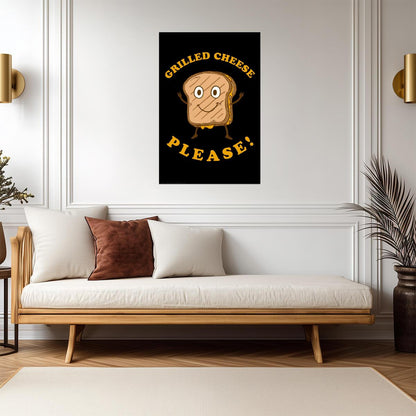"Grilled Cheese Please" | Funny Food Quote | Kitchen & Diner Wall Art Poster - Type & Quotes Poster