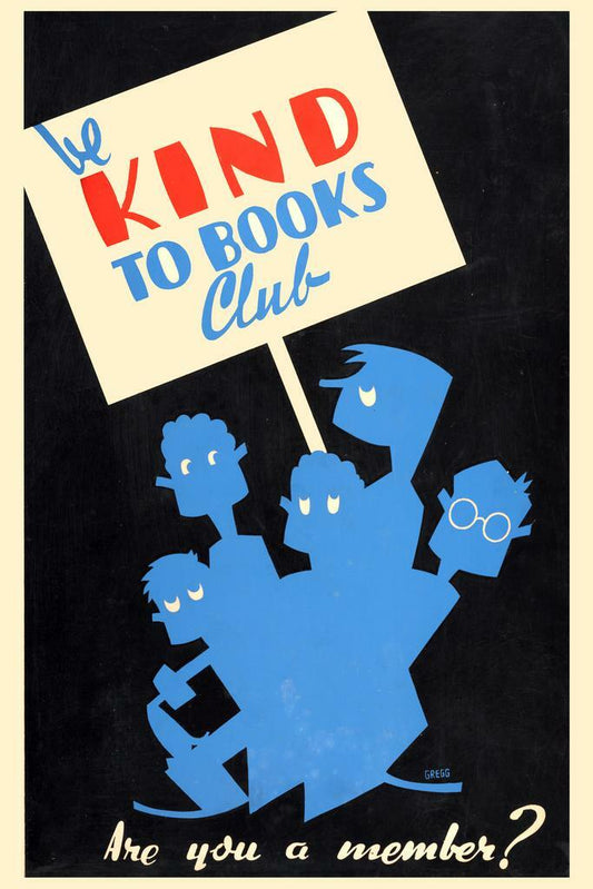Be Kind to Books Club | Retro WPA Style Poster | Vintage Library Art - Type & Quotes Poster