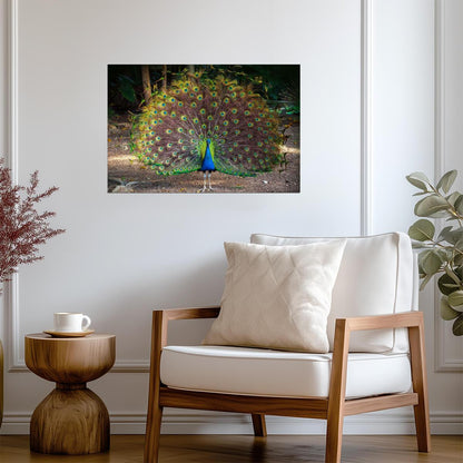 Wild Peacock with Feathers Spread | Bird Photography Print | Wildlife Poster - Photography Poster