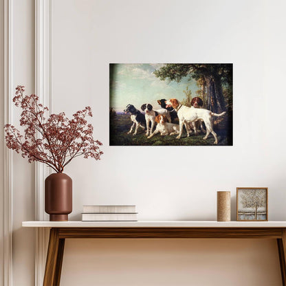 Pack of Hounds at Rest | Vintage Dog Painting | Classic Hunting Scene Poster - Graphic & Art Poster