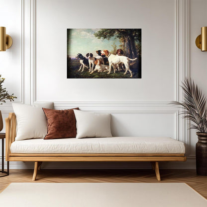 Pack of Hounds at Rest | Vintage Dog Painting | Classic Hunting Scene Poster - Graphic & Art Poster