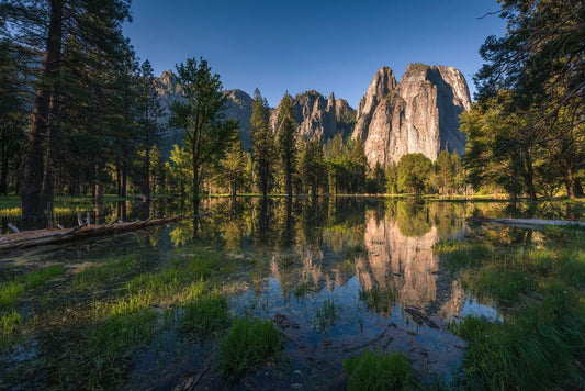 Cathedral Peak Yosemite Poster | National Park Reflection Photography | Mountain Wall Art
