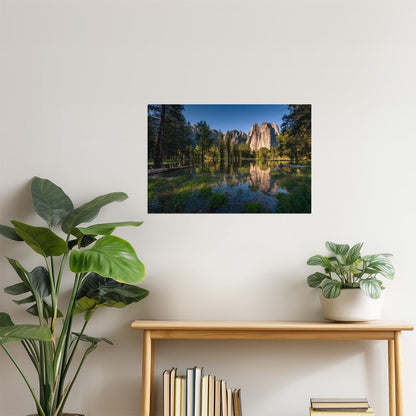 Cathedral Peak Yosemite Poster | National Park Reflection Photography | Mountain Wall Art