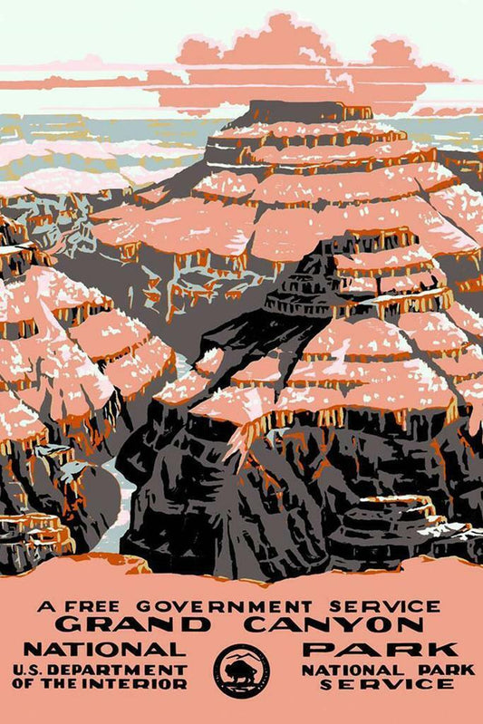 Grand Canyon National Park | Retro Travel Poster | Vintage American Landmark Art - Vintage & Retro Poster