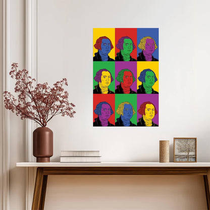 George Washington Pop Art | Colorful Presidential Portrait | Historical Figure Poster - Graphic & Art Poster